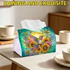 (24cm)Diamond Art Tissue Box Cover DIY PU Desktop Organizer(Sunflowers and birds)