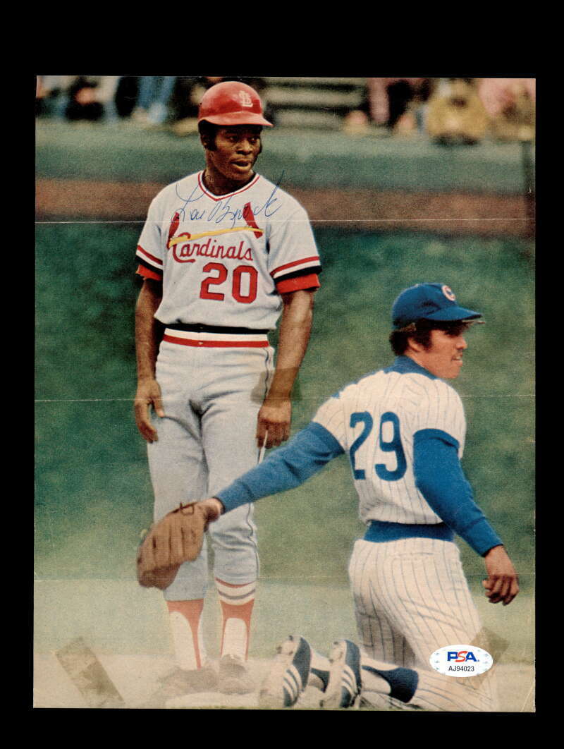 Lou Brock PSA DNA Coa Signed 8x10 Vintage Photo Poster painting Cardinals Autograph