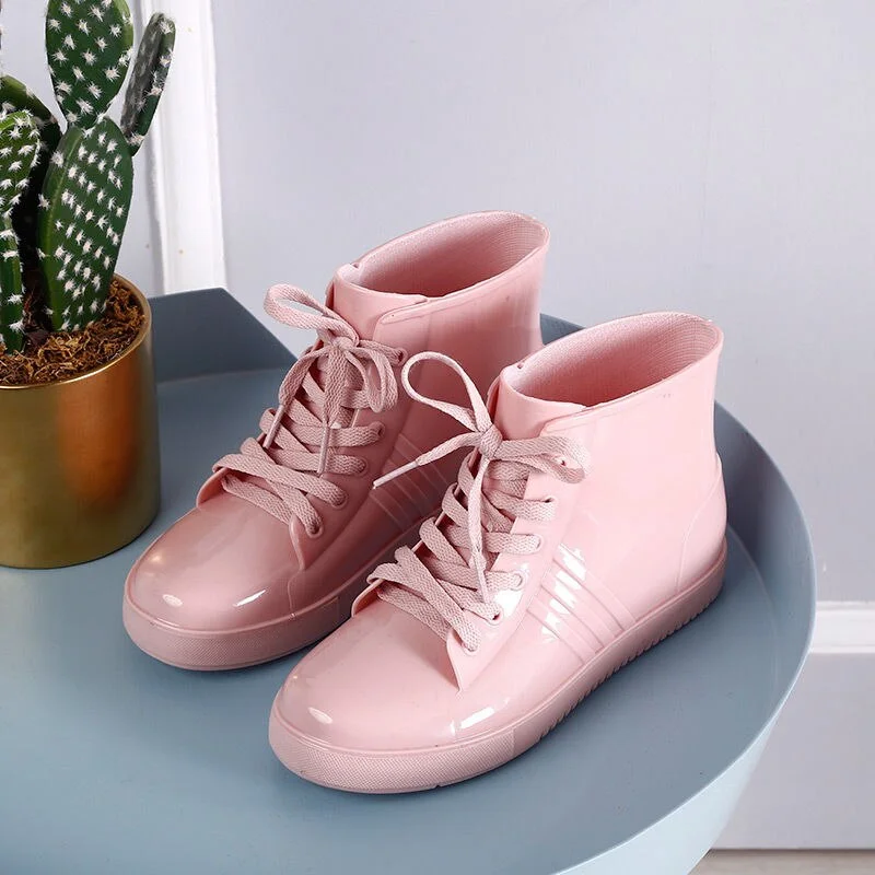 Jelly Transparent Anti-Slip Fashion Waterproof Shoes Rainshoes Rain Boots Shoe Cover Woolen Cotton Rubber Boots Female Short