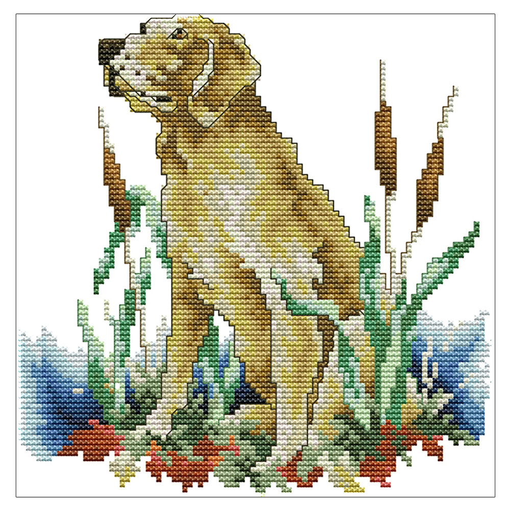 

Labrador Dog - 14CT Stamped Cross Stitch - 22*21CM, 501 Original