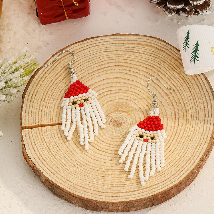 Santa Beaded Teacher Earrings