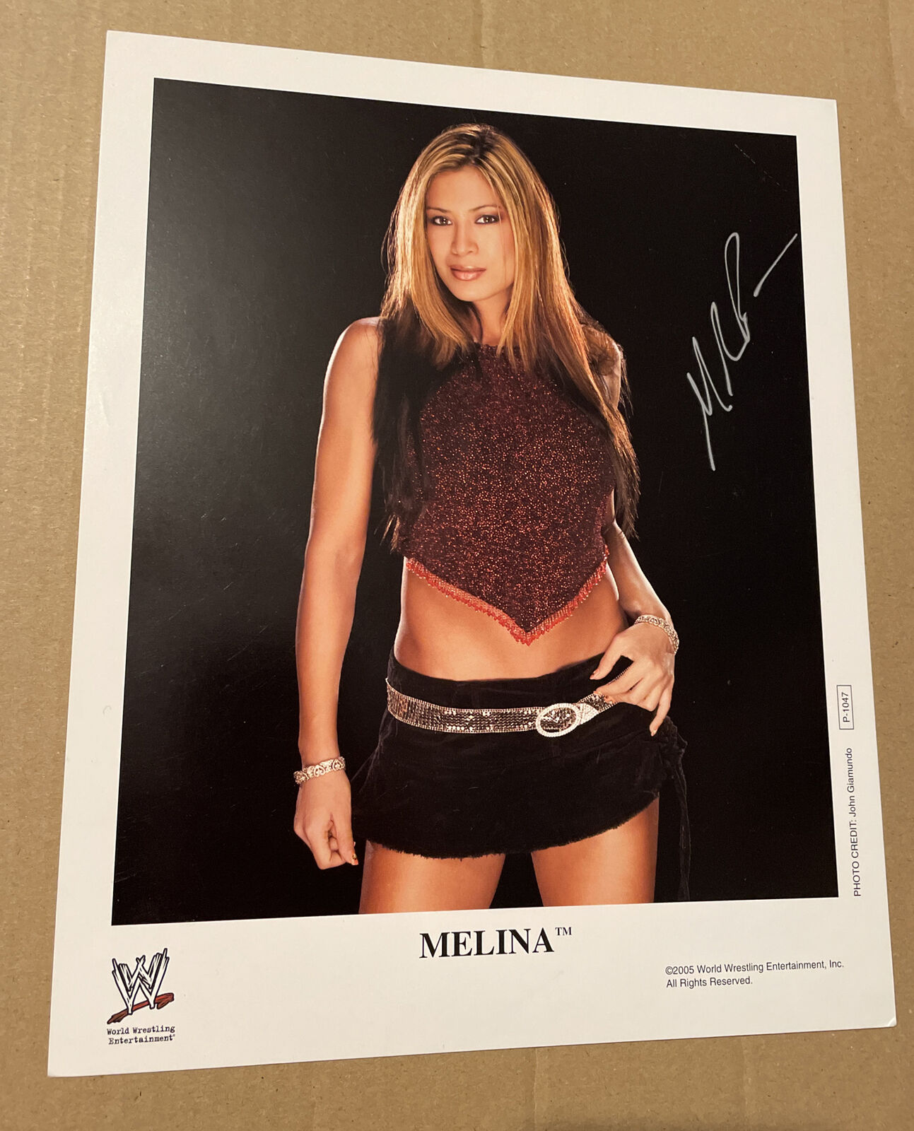 WWE TNA HAND SIGNED Official PROMO Photo Poster painting P-1407 MELINA WRESTLING Diva Autograph