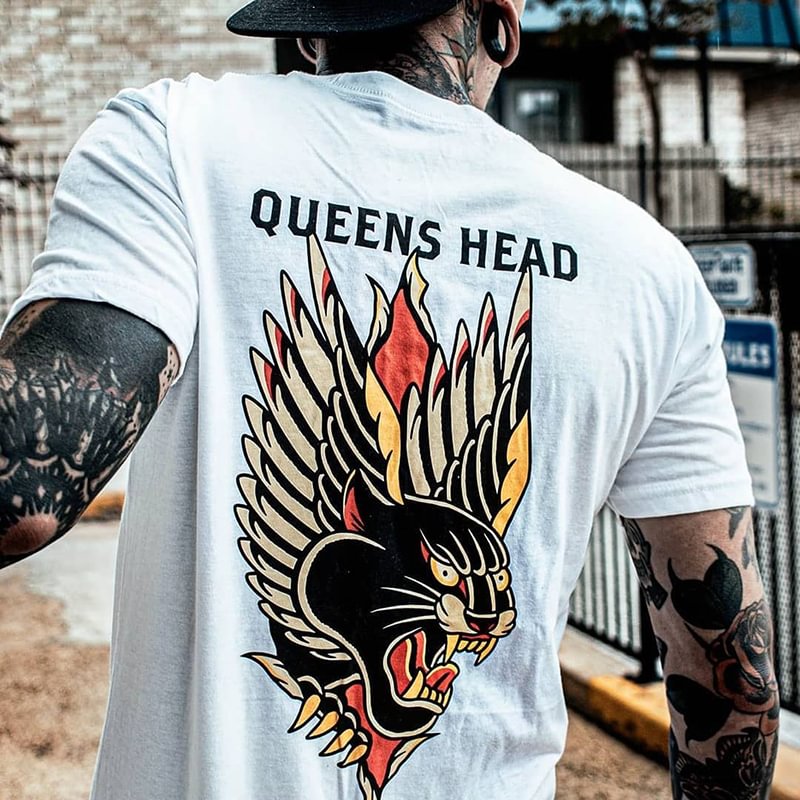 Queens Head Leopard With Wings Printed Men's T-shirt -  