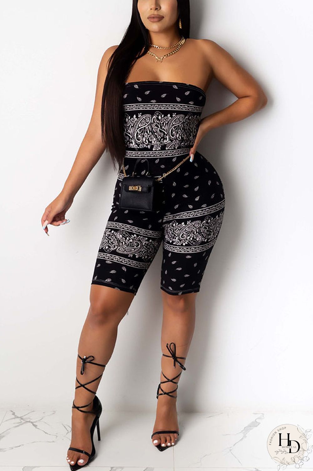 Red Fashion street Print Milk. Sleeveless Wrapped Jumpsuits