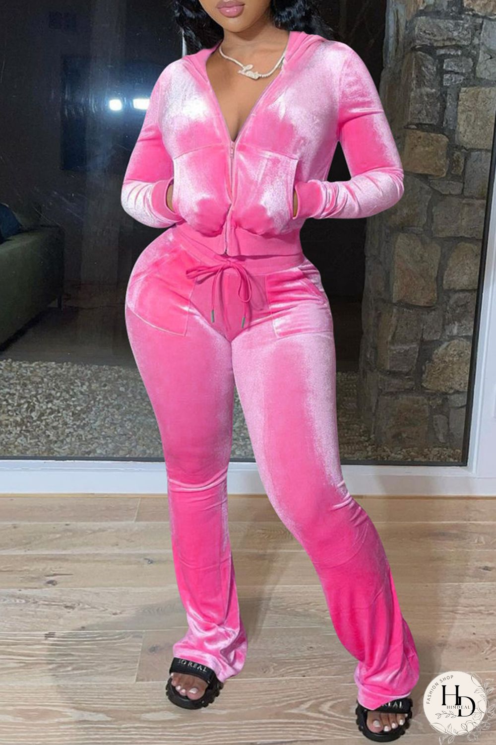 Royal Blue Fashion Casual Solid Patchwork Zipper Hooded Collar Long Sleeve Two Pieces