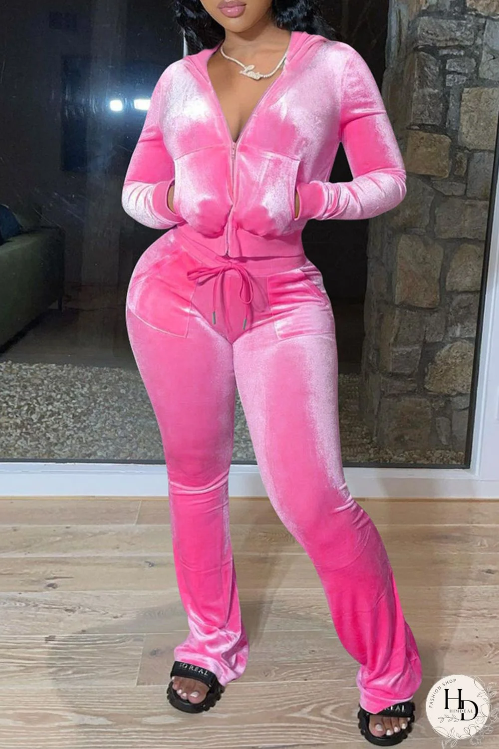 Royal Blue Fashion Casual Solid Patchwork Zipper Hooded Collar Long Sleeve Two Pieces