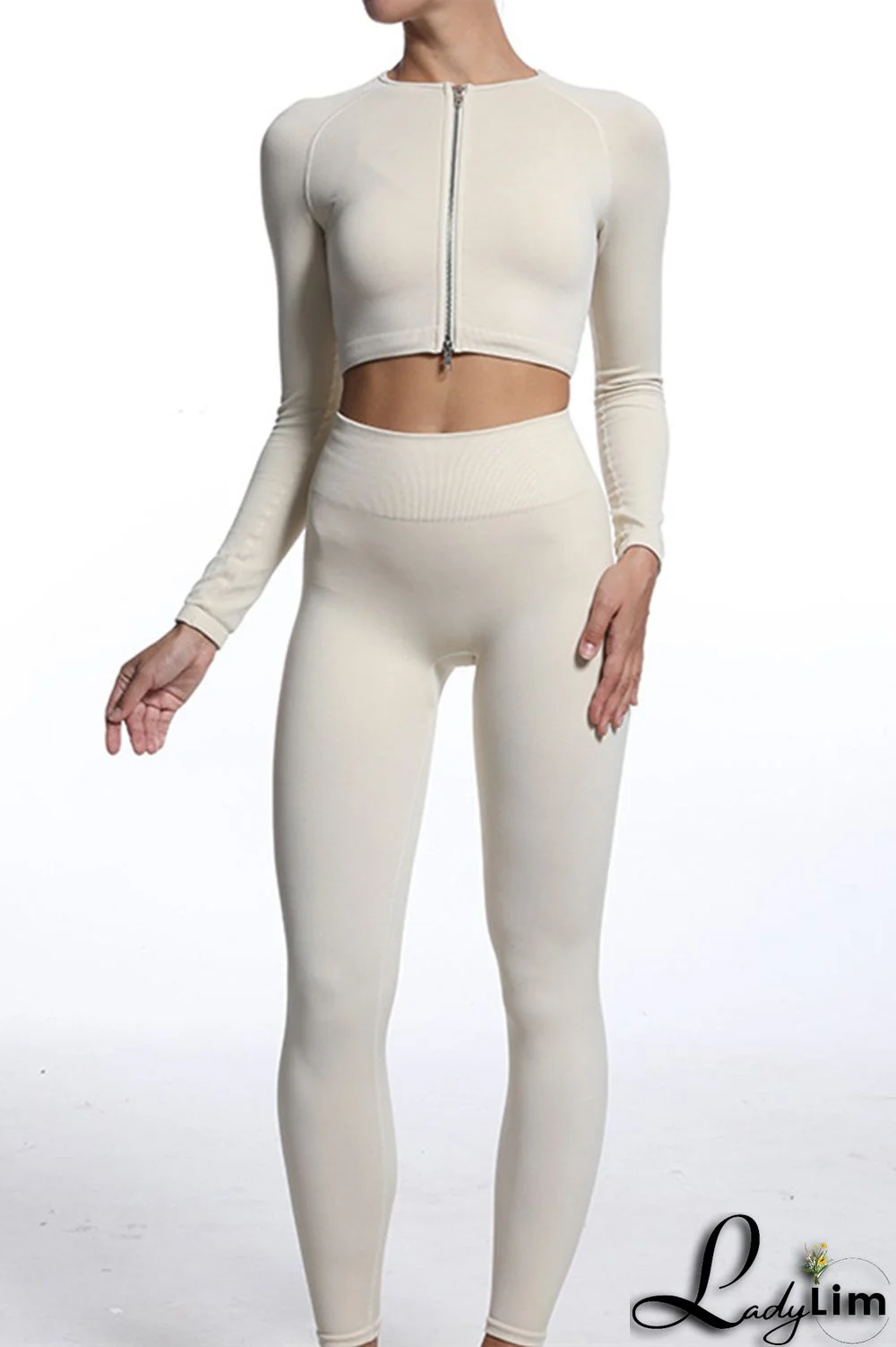 Blue Gray Casual Sportswear Solid Patchwork Zipper Long Sleeve Top And Trousers Two Piece Set