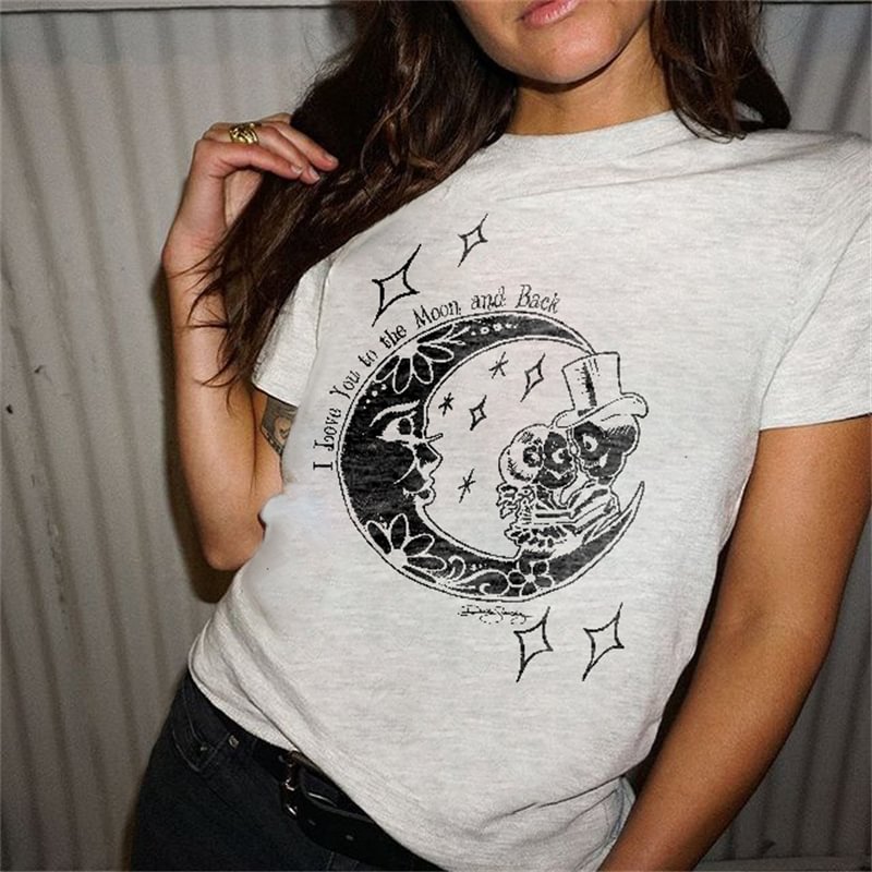 I Love You To The Moon Printed Women's T-shirt Designer