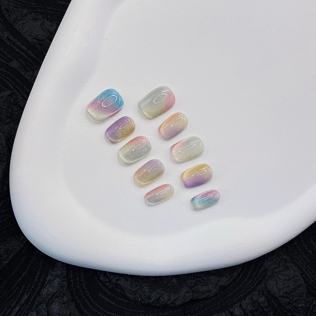Aurora Rainbow Cat Eye Nail