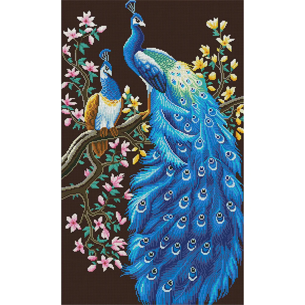 9CT Full Cross Stitch Bead Embroidery - Peacock(Canvas|45*78CM)