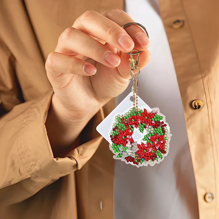 12 Pcs Christmas Diamond Painting Christmas Tree Ornaments Keychains Kit  Rhinestones Decorative Hanging 