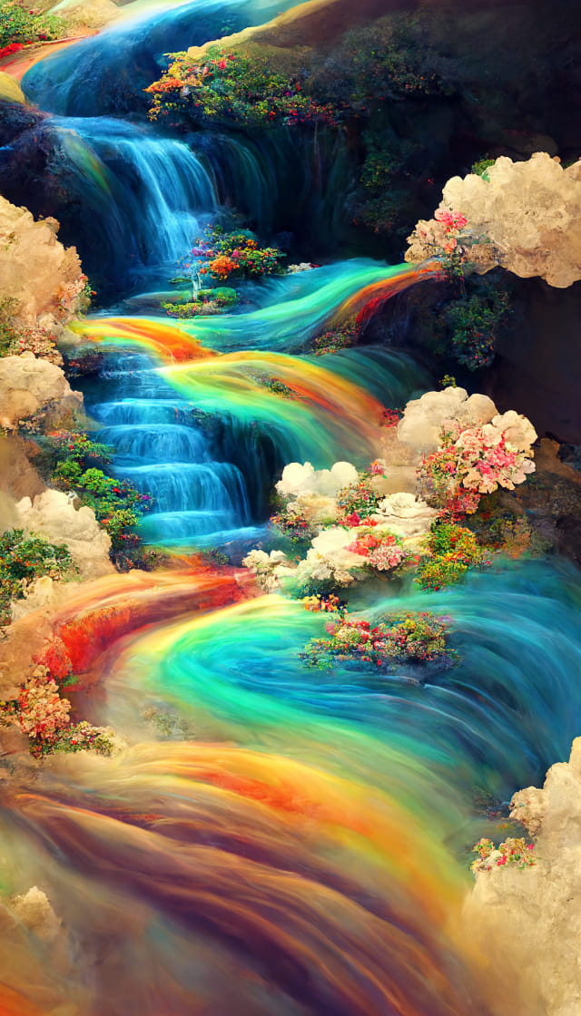  Rainbow Falls 40*70CM (Canvas)AB Round Drill Diamond Painting gbfke