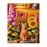 Sunflower Field Orange Cat - Pearls Painting