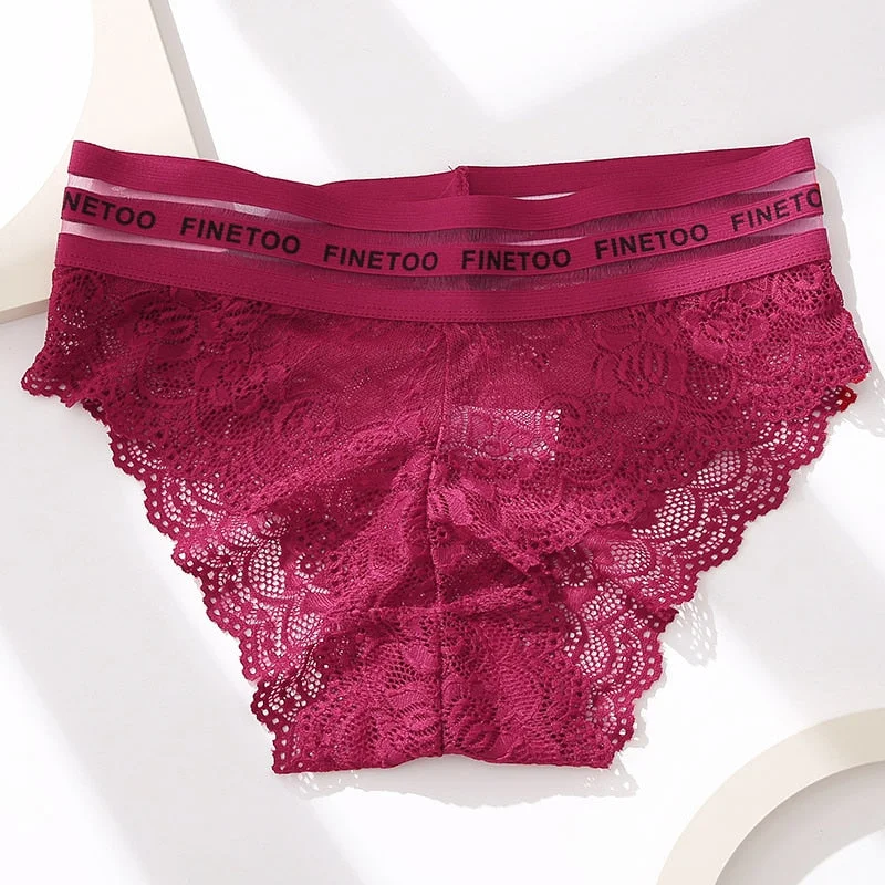 Women Sexy Lingerie Lace Panties Underwear Floral Perspetive Panties Female Lace Panty Mesh Wasit Female Seamless Briefs Finetoo