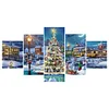 (Big Size)5Pcs Christmas Street-Full Round Diamond Painting 100*50CM