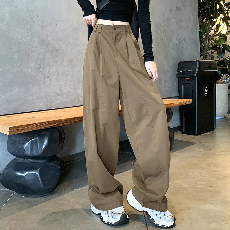 Nigikala Nigikala Workwear Trousers Women's Summer Thin 2025 New High-Waisted Leisure Sports Broad-Legged Trousers