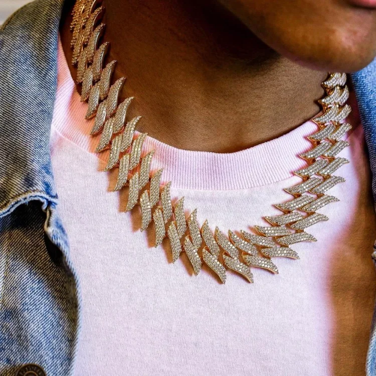 20MM Luxury Spiked Cuban Chain Iced Out Necklace Jewelry-VESSFUL