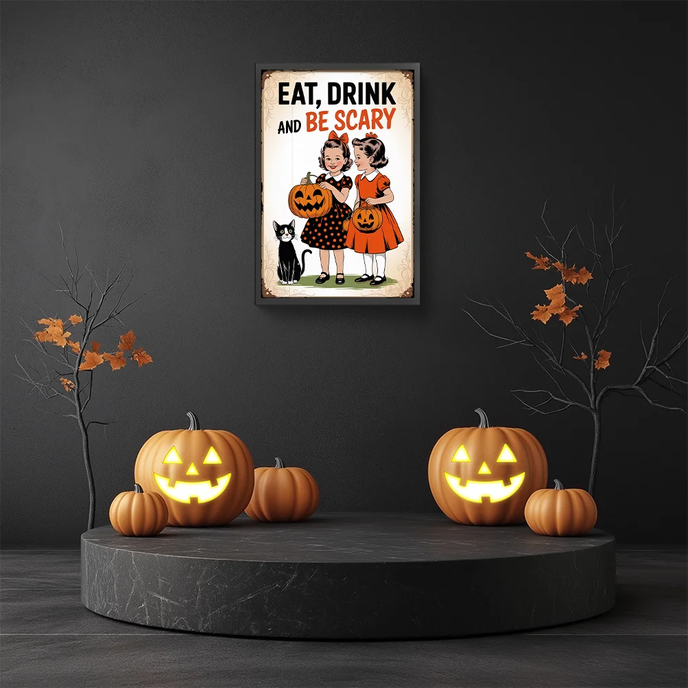 Diamond Painting - Full Round Drill - Halloween Boy Girl(Canvas|30*45cm)