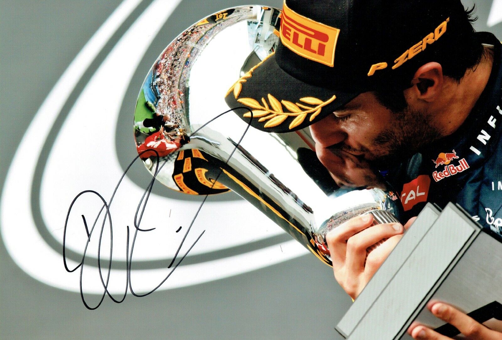 Daniel RICCIARDO Autograph SIGNED Hungary Victory Photo Poster painting Red Bull F1 AFTAL COA