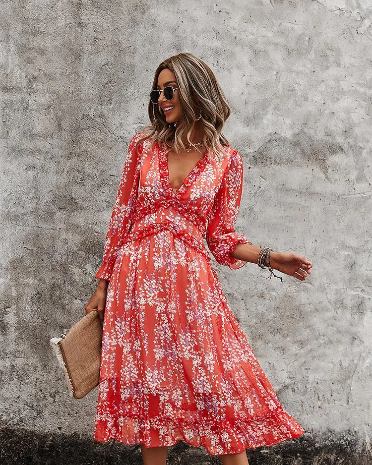 red boho maxi dress Boho Floral Lace Shapewear Maxi Dress