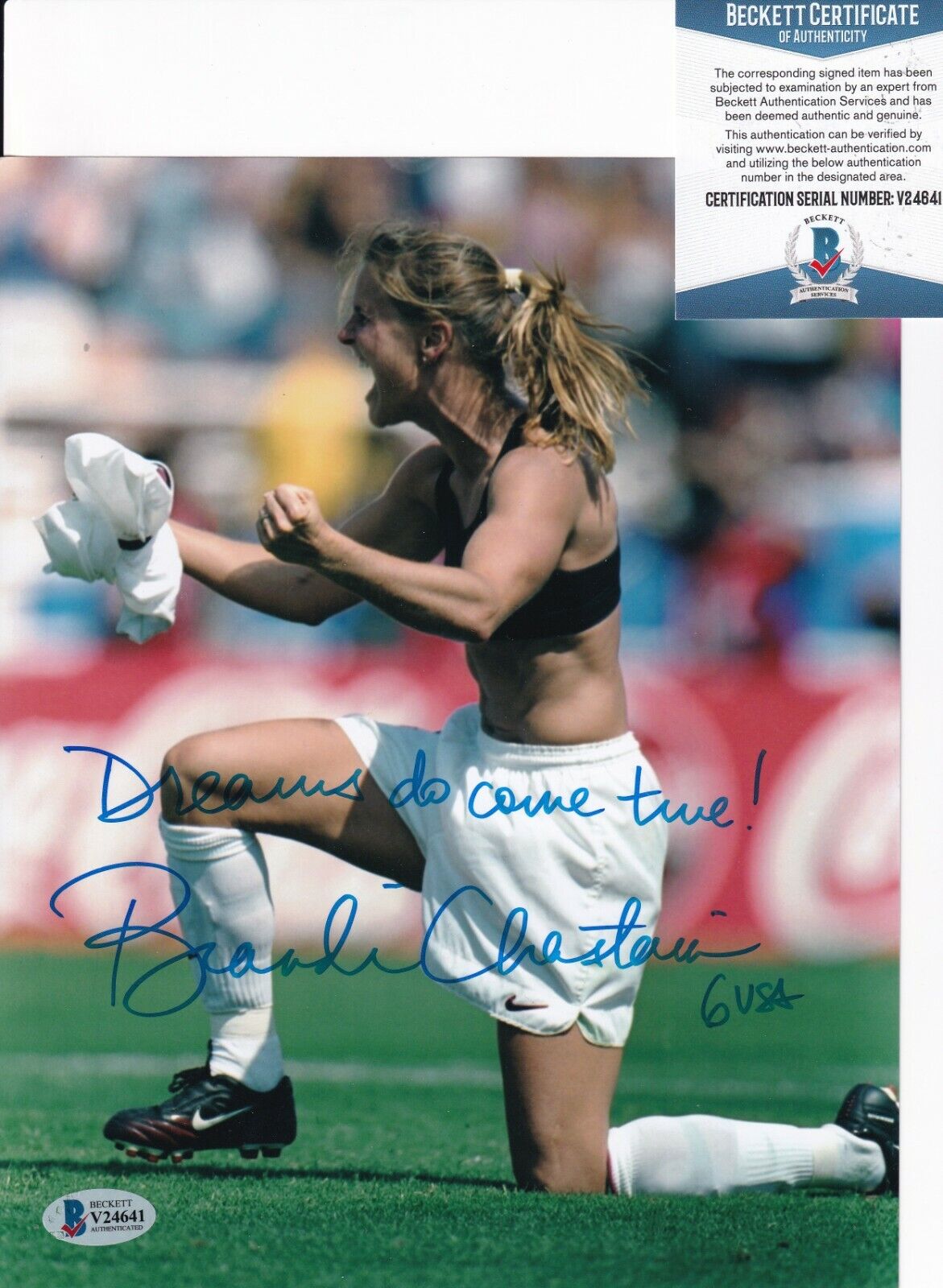 BRANDI CHASTAIN signed (WOMENS TEAM USA) SOCCER 8X10 Photo Poster painting BECKETT BAS V24641