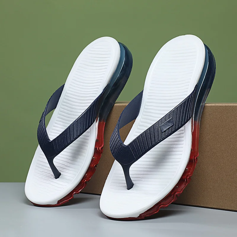 Qengg Summer High-Quality Full Palm Air Cushion Slippers Designer Sandals Men Home Casual Shoes Luxury Man Platform Flip Flops