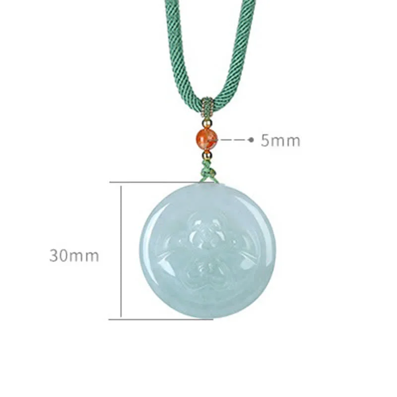 925 Sterling Silver Buddha Round Jade Prosperity Necklace Pendant