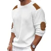 New Men's Round Neck Long Sleeve Splicing Pullover Sweater
