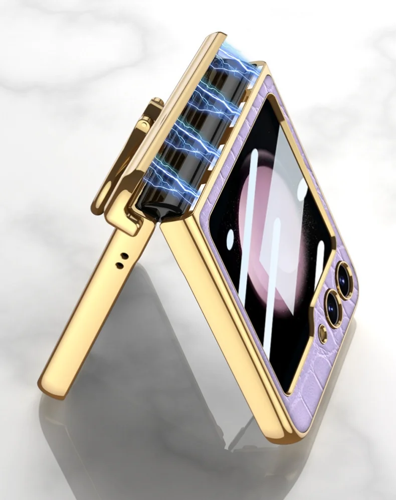 Suitable for Samsung Zfilp5/4/3 Leather Stand Ring Phone Case