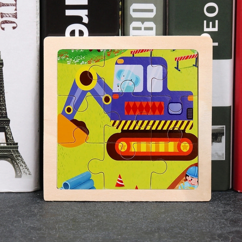 Wooden Children’s Small 9-piece Cartoon Animal Puzzle Educational Toys