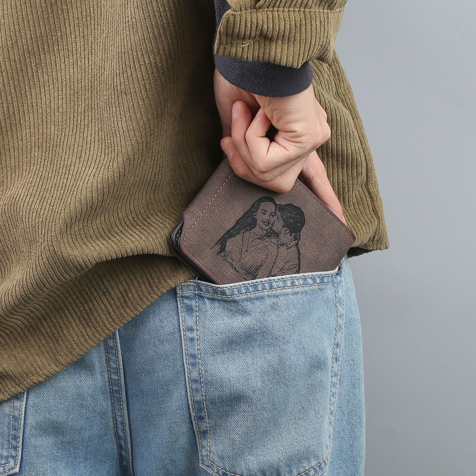 Portefeuille Classique 1 Prénom et Lettre Personnalisés avec Photo Porte-Monnaie Carte