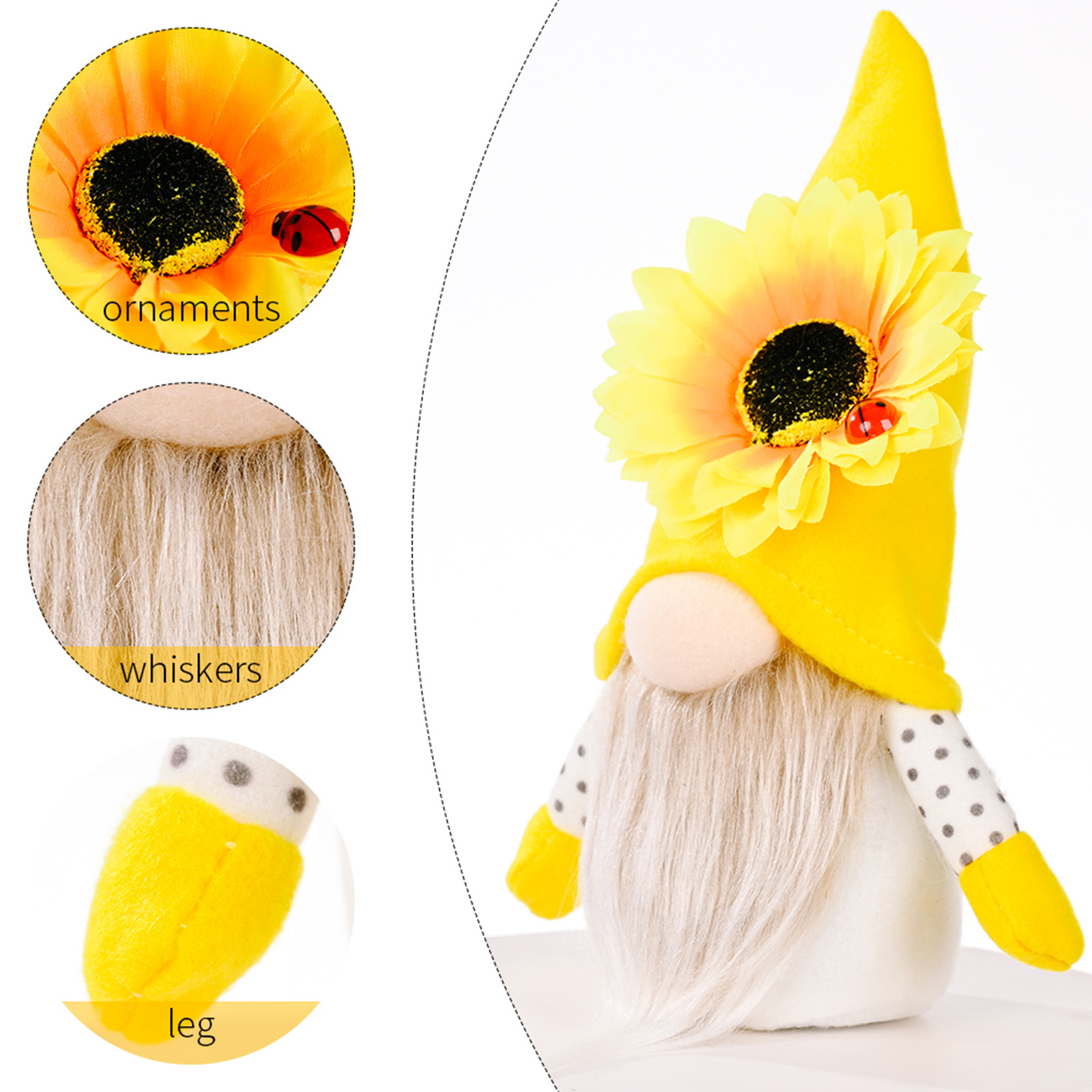 

Sunflower Gnome Doll Summer Scandinavian Swedish Dwarf Elf Faceless Doll, 501 Original