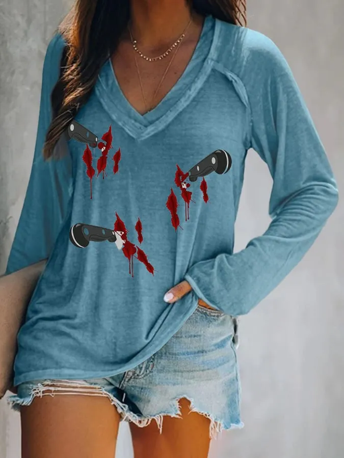 Women's V-Neck Long Sleeve T-Shirt