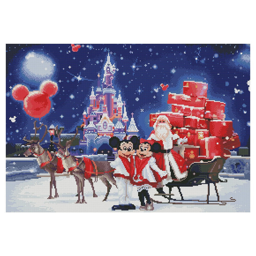 

Cartoon Mouse In Christmas - 11CT Stamped Cross Stitch - 70*50CM, 501 Original