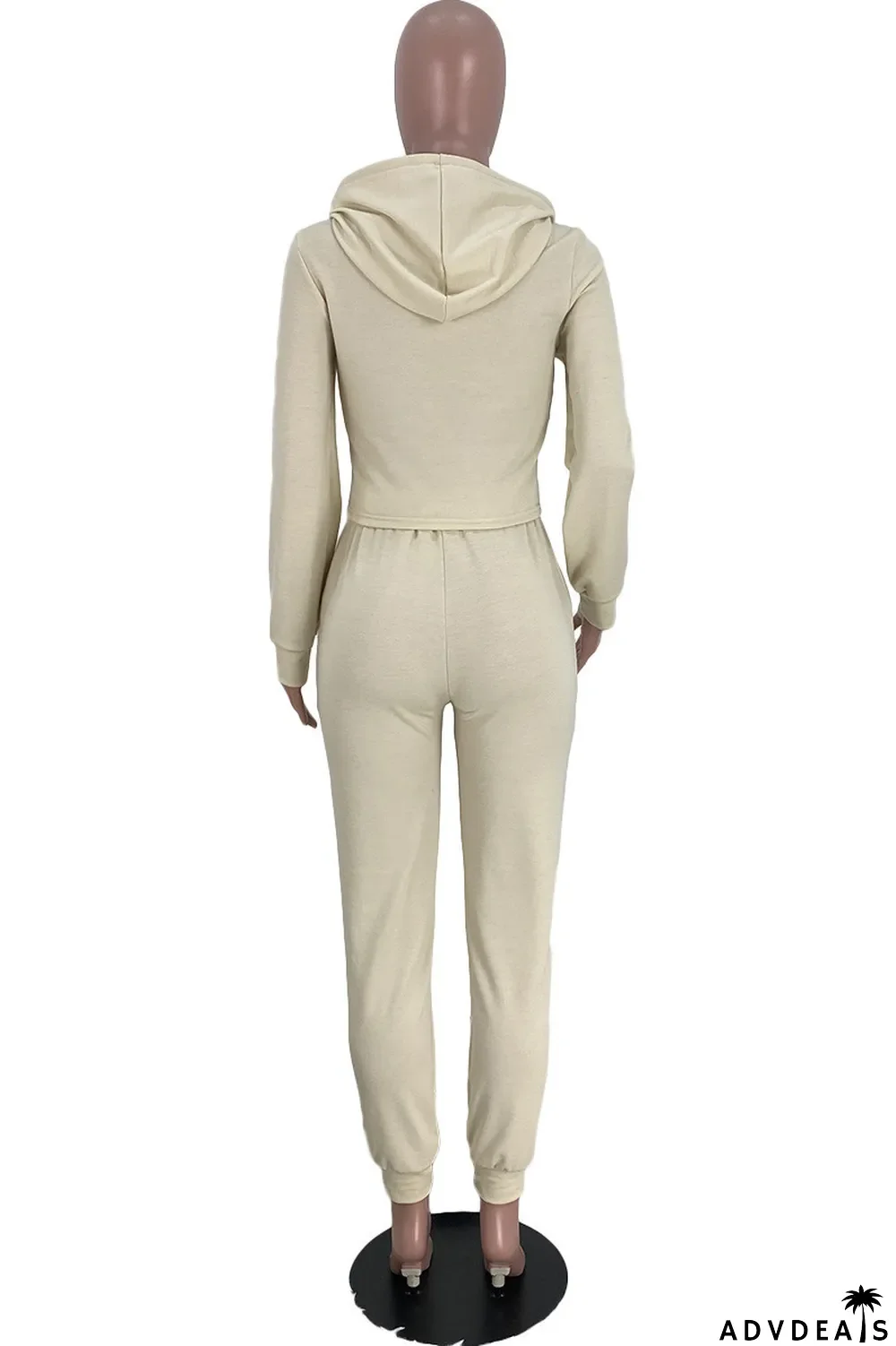 Coffee Fashion Casual Solid Basic Hooded Collar Long Sleeve Two Pieces