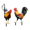 2PCS Chicken Sculpture Ornamental Rooster Decor Garden Statue Acrylic for Easter