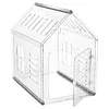 [US Local Warehouse] Acrylic Dog House Lockable Ventilated Modern Dogs Crate Clear Dog Playpen for Small and Medium Dogs Pets 24.02x15.75x23.62inch