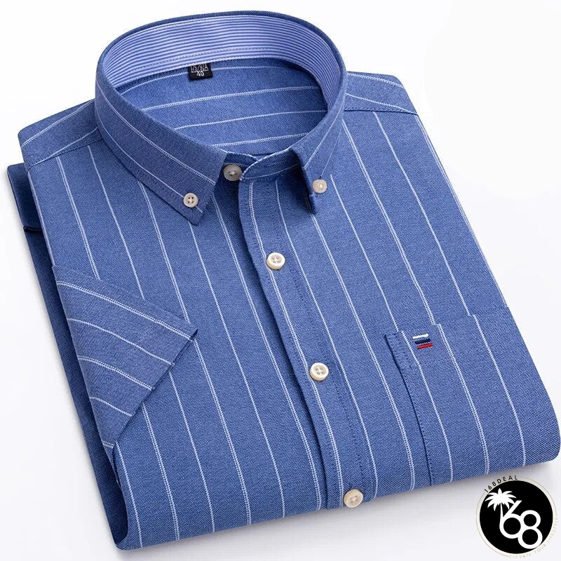 Men's Cotton Turn-Down Collar Short Sleeves Casual Wear Shirts | 168DEAL