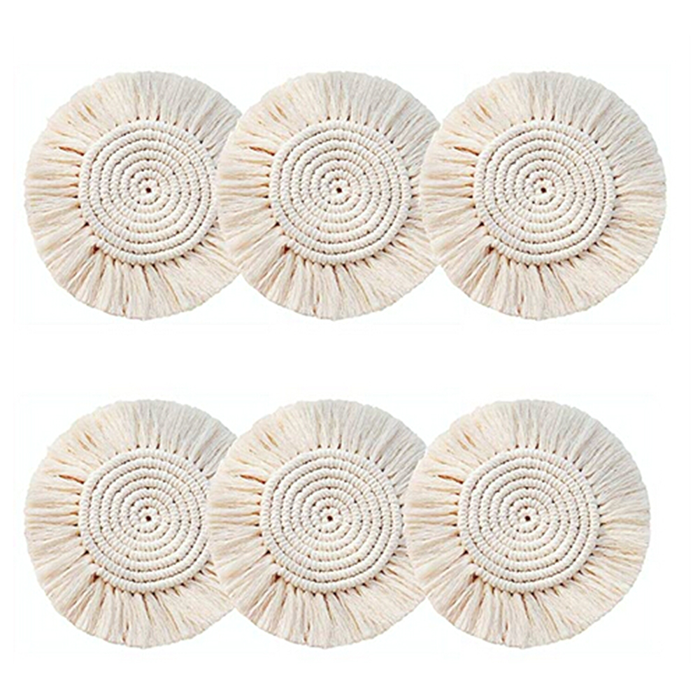 

6 Pcs Pure Round Woven Coasters, 501 Original