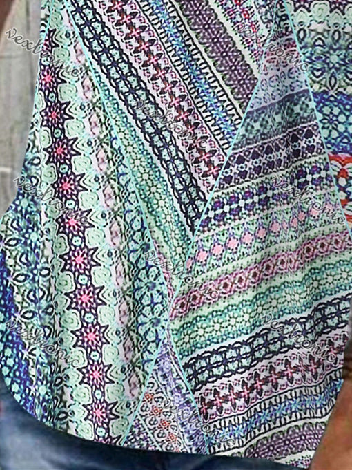 Women Sleeveless Scoop Neck Floral Printed Stitching Women Tops