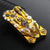 Mobile phone metal armor case Handmade gear shockproof skull gold case Support all IPHONE models