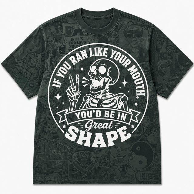 Surf Great Shape Cotton T-Shirt - Dark Green / White