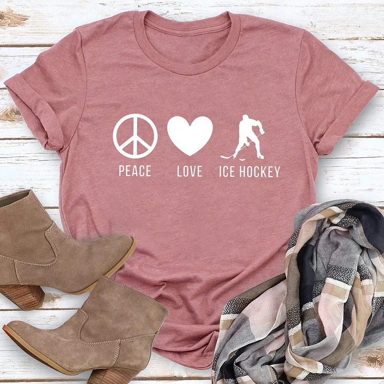 LOVE & PEACE Ice hockey T-shirt Tee-03977-Annaletters