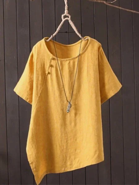 Casual Short Sleeve Round Neck Plus Size Tops