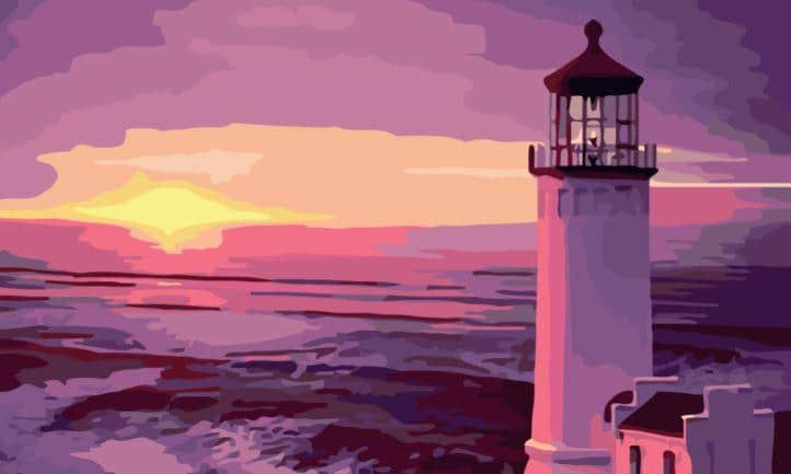 

Lighthouse Purple Sunset – Paint By Numbers - 40*50CM, 501 Original