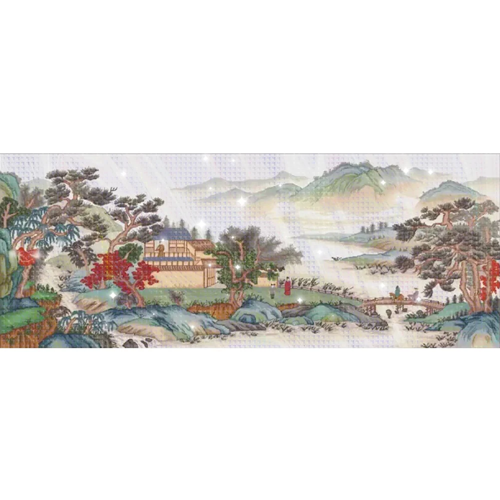 11CT Full Stamped Cross Stitch - Landscape(Canvas|195*83CM)