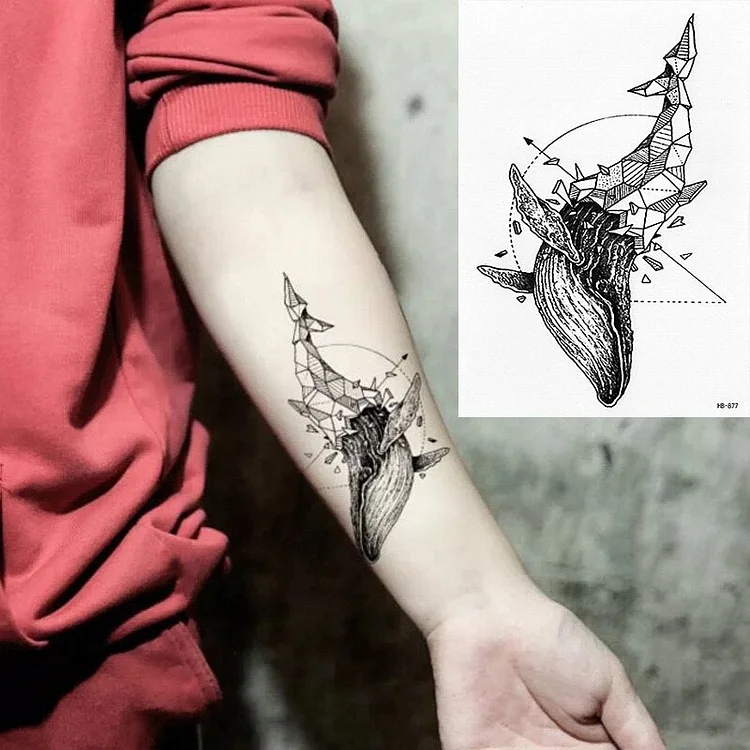 NEW Fashion Sexy Flash Waterproof Temporary Tattoo Whale With Arrow Henna Fake Tatoo