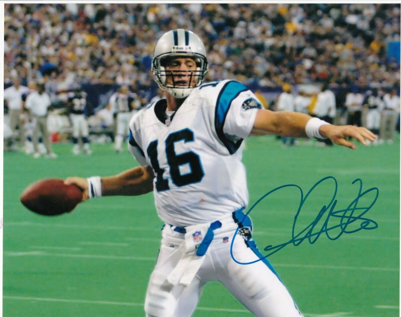 CHRIS WEINKE CAROLINA PANTHERS ACTION SIGNED 8x10