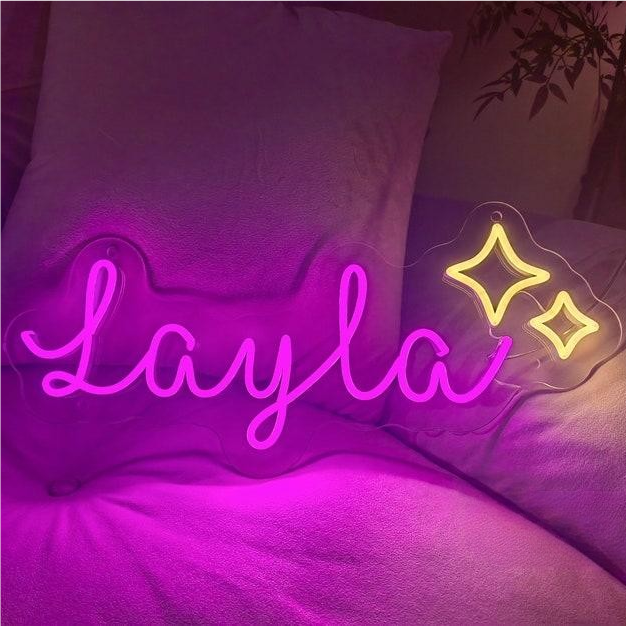 Blanketcute-Personalized 100% Handmade Stars LED Neon Sign with Your Kid's Name