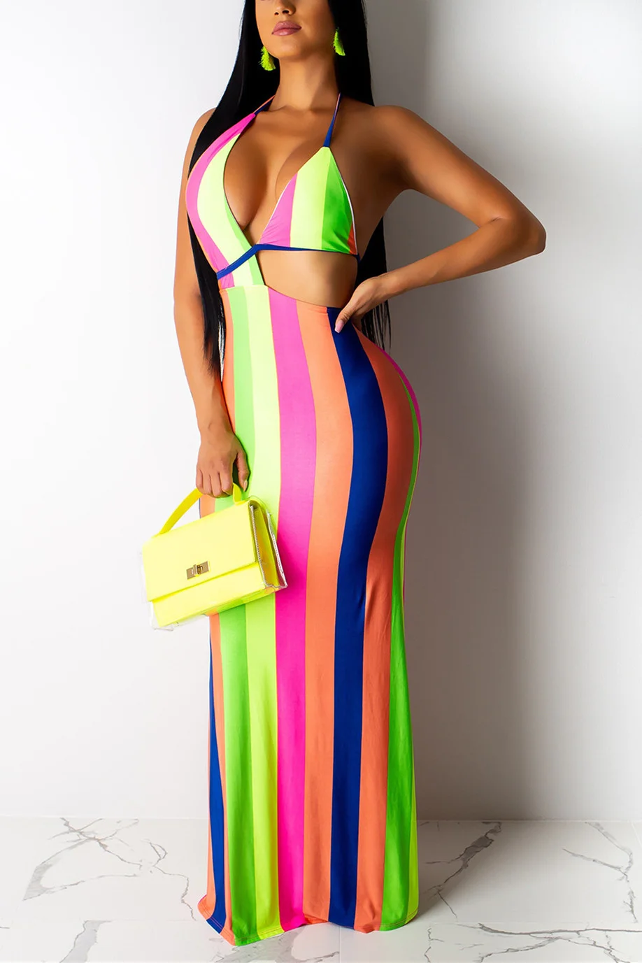 Multi-color Sexy Fashion Off The Shoulder Sleeveless Halter Neck Mermaid Floor-Length asymmetrical hol | EGEMISS